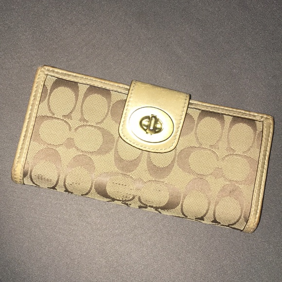 Coach Handbags - COACH GOLD checkbook wallet